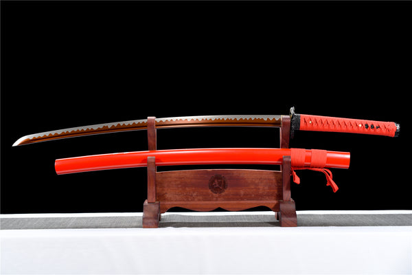 hand forged Japanese katana swords/functional/sharp/HW/red dragon knife